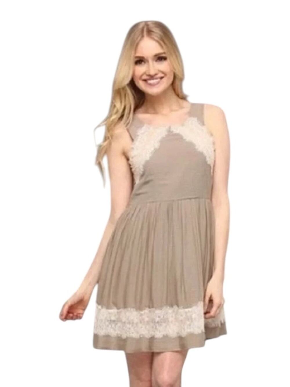 Free People Georgia Lace Taupe Dress Sz 2